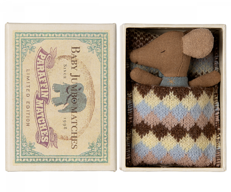 Maileg, Maus in Streichholzschachtel - Baby, Junge