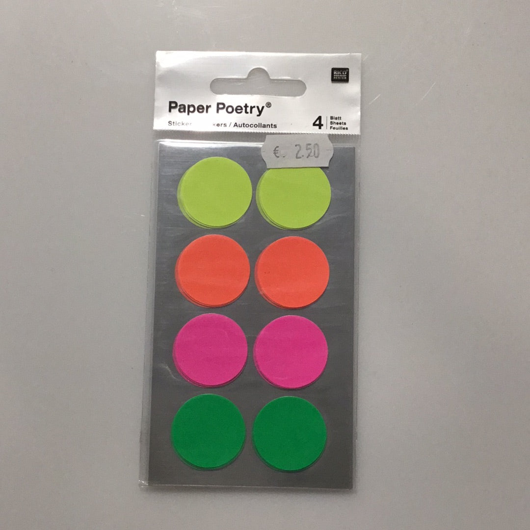 4 Sticker-Bögen PUNKTE, neonpink