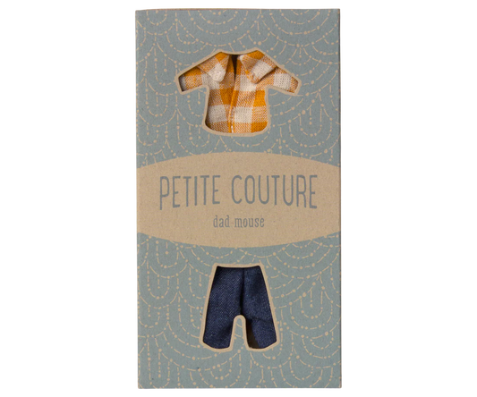 Gelbes kariertes Hemd und Hose, Papa Maus, Maileg