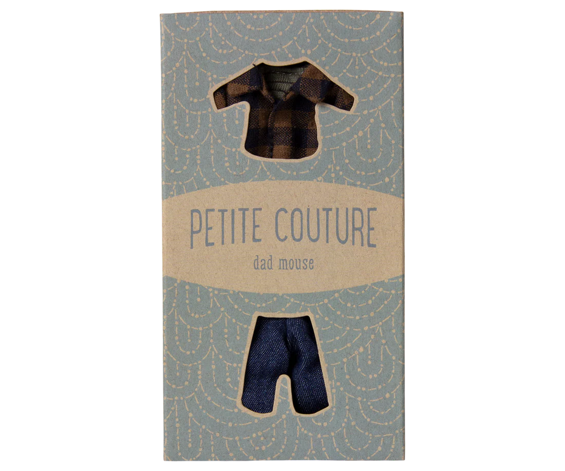 Braunes kariertes Hemd und Hose, Papa Maus, Maileg