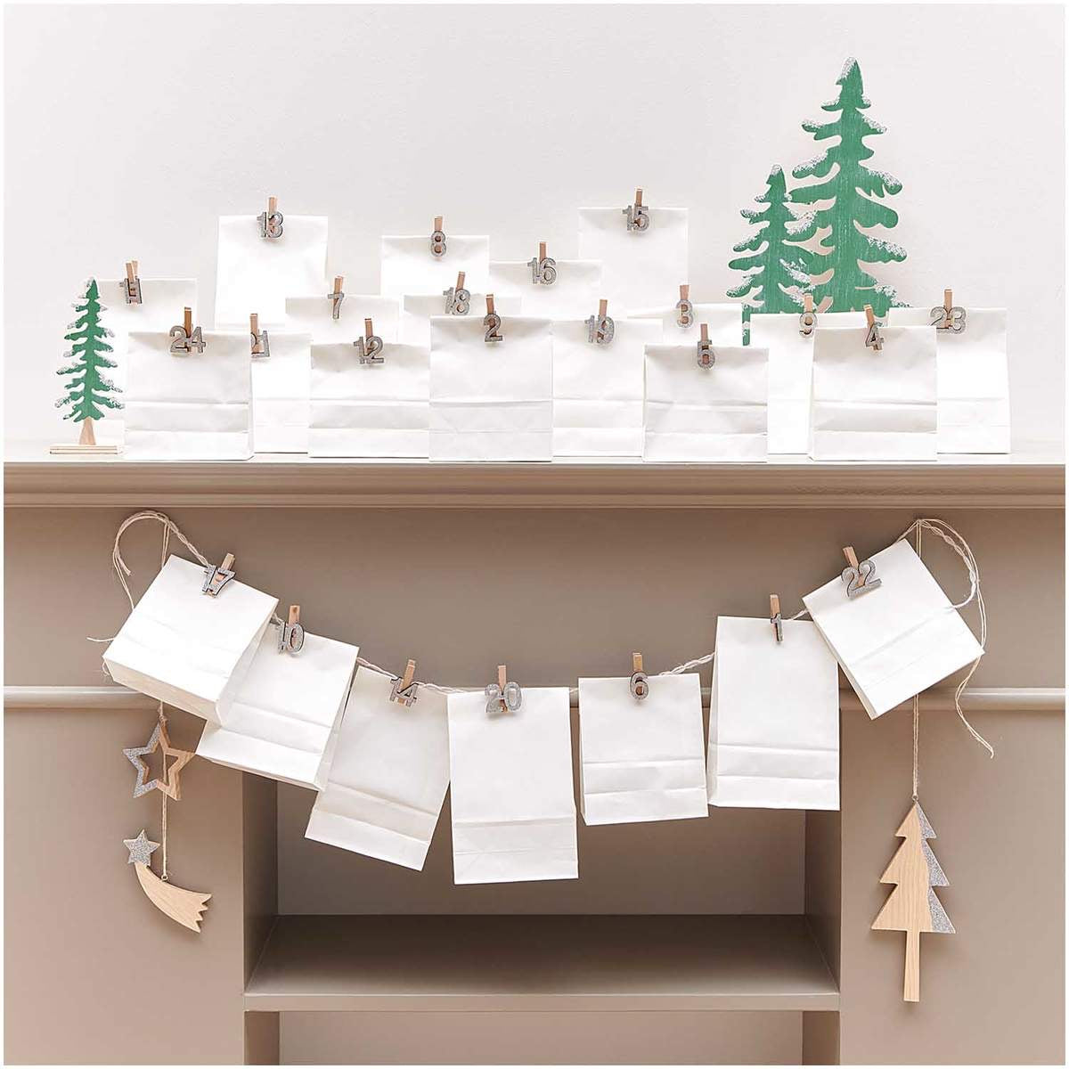 Rico Design, Ohhh! Lovely! Holzclips Adventskalender Zahlen 1-24