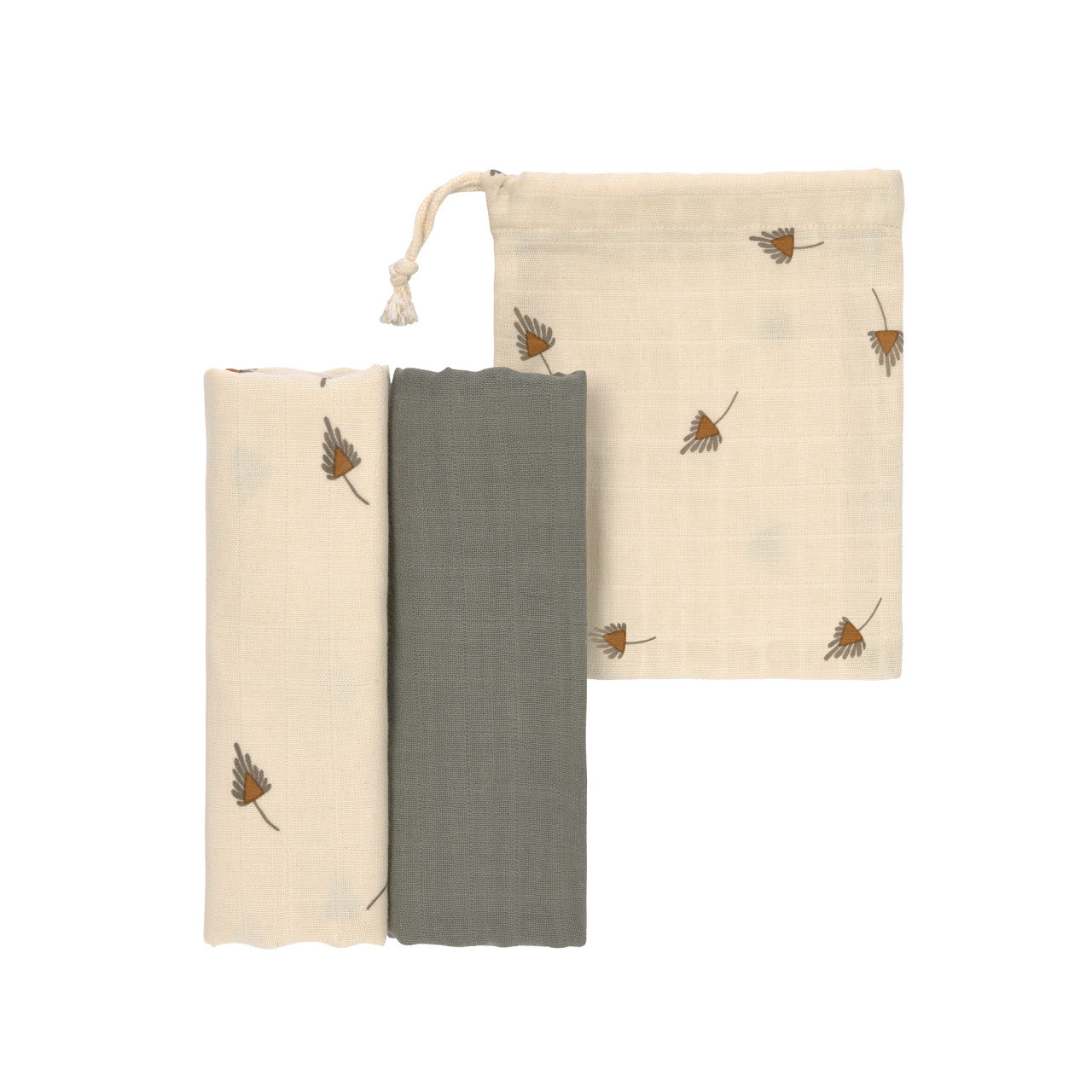 Mulltücher 2er Set 80 x 80 cm - Taupe, Grau, Lässig