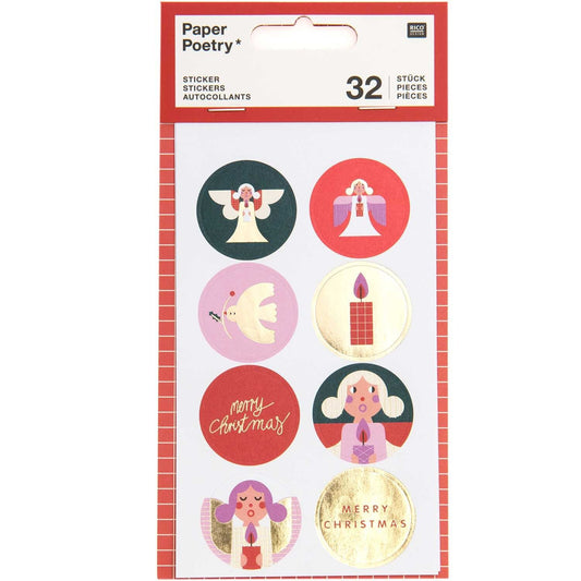 PAPER POETRY STICKER WEIHNACHTEN KREISE 4 BLATT, Rico Design