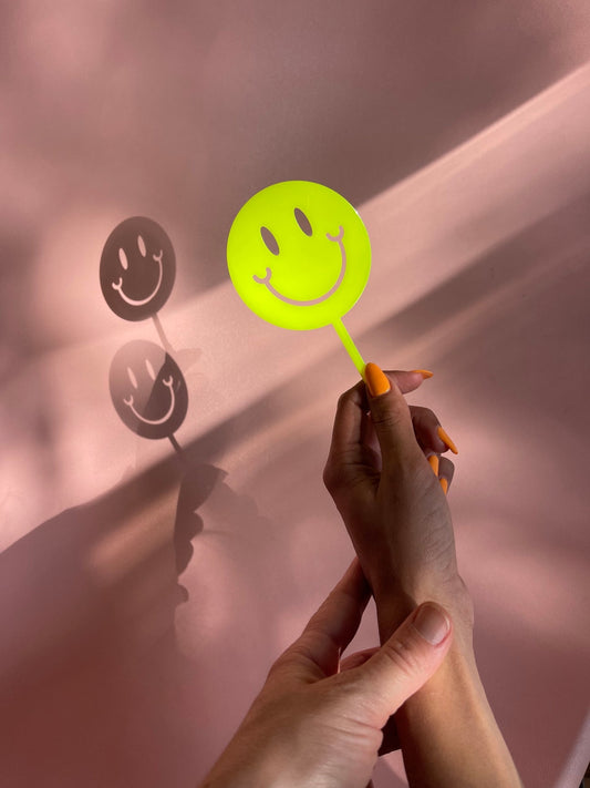 Smiley Cake Topper, Neon, Hello Love