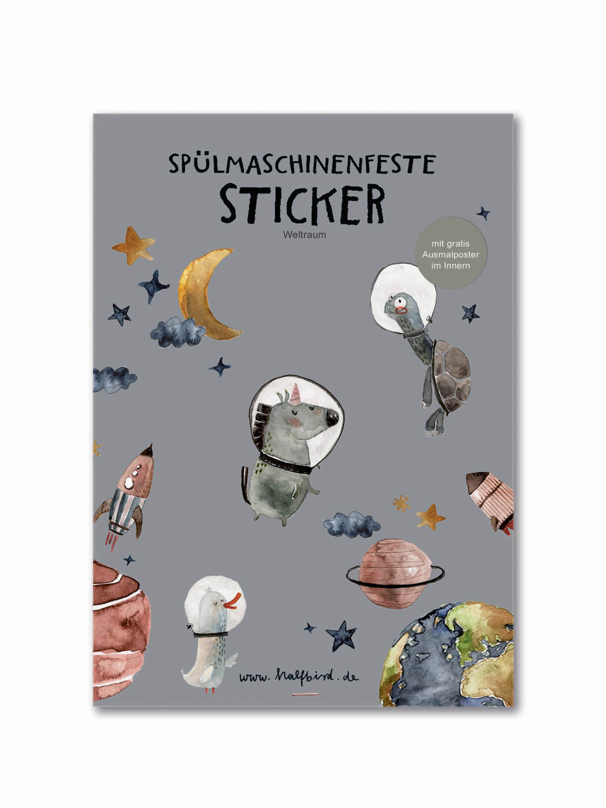 Spülmaschinenfeste Sticker - Weltraum, Halfbird