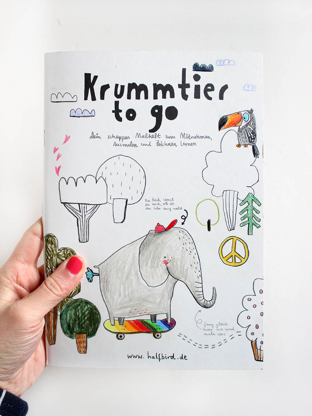 Krummtier to go - Malbuch, Halfbird