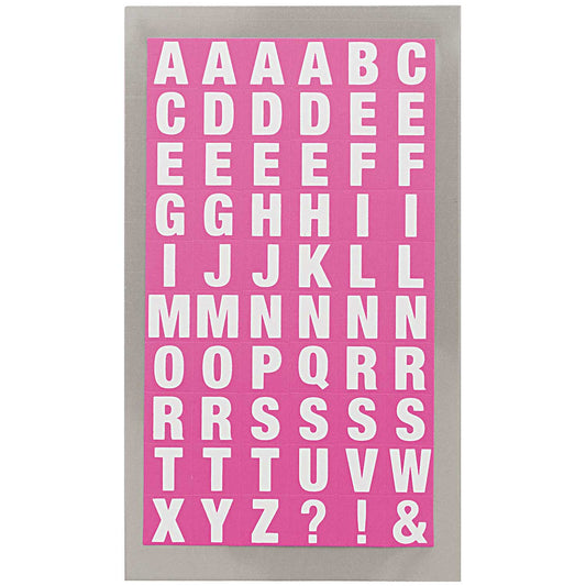 4 Sticker-Bögen BUCHSTABEN, neon-pink/ weiß