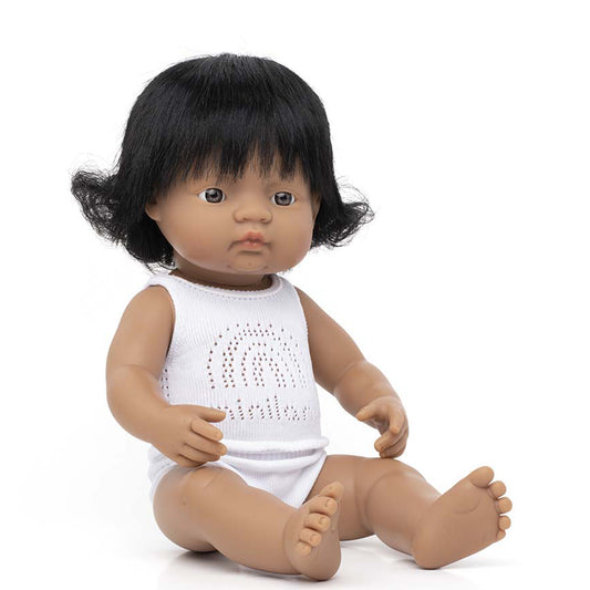Puppe lateinamerikanisch, braunes Haar, 38cm, Miniland