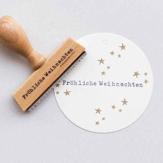 Text-Stempel FRÖHLICHE WEIHNACHTEN, Perlenfischer