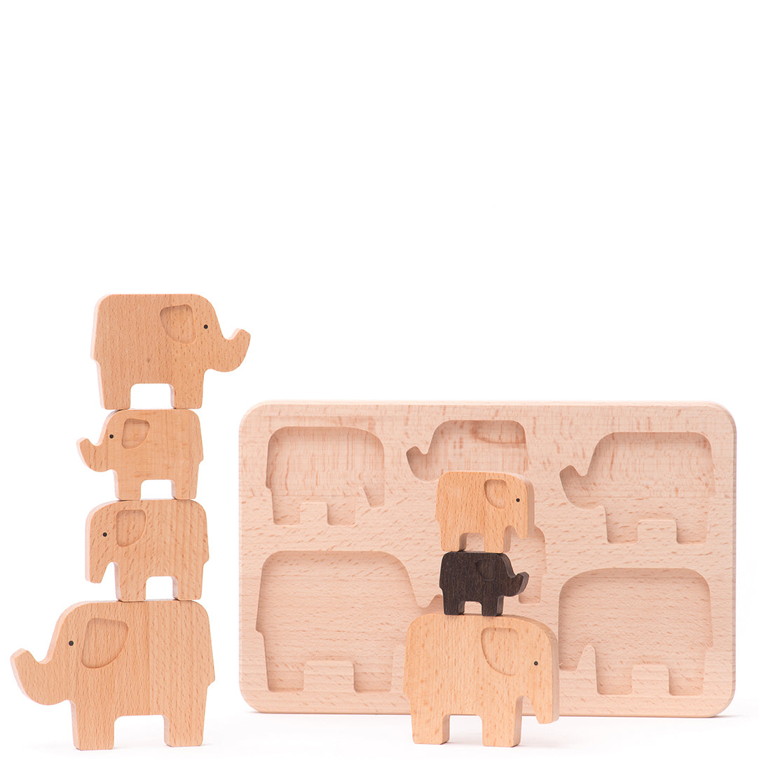 BAJO Holzpuzzle, Sortier- und Stapelspiel ELEFANT