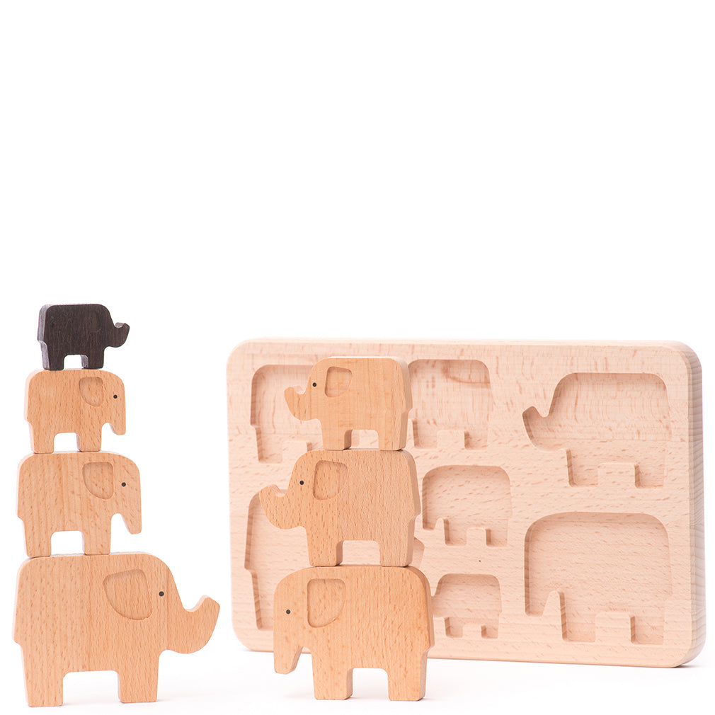 BAJO Holzpuzzle, Sortier- und Stapelspiel ELEFANT